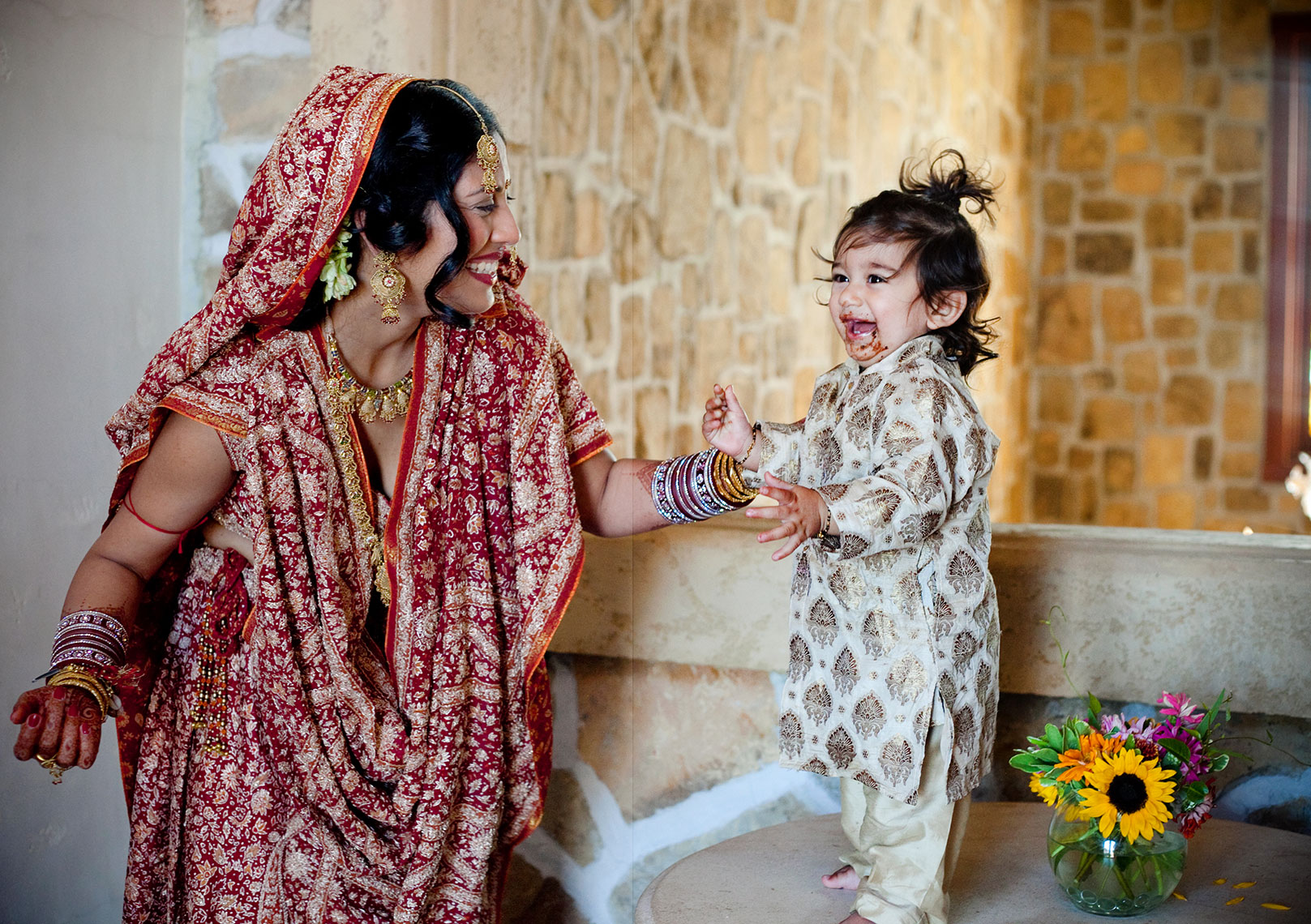 East Indian Bride with son